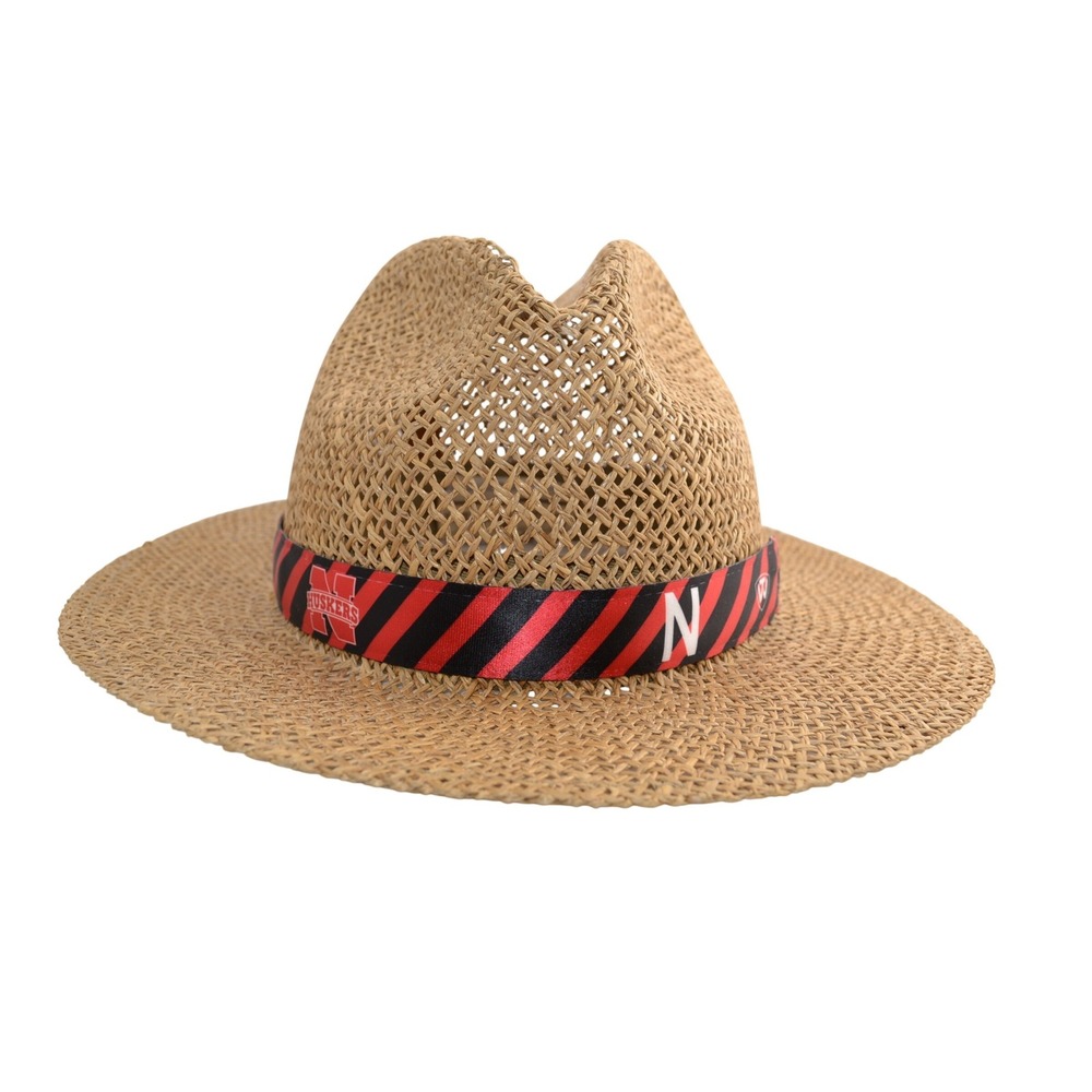 Country Gentleman Mens Straw Fedora Hat Nebraska Huskers Band‎ Medium - Picture 2 of 6